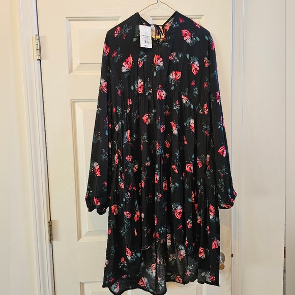 a new day Dresses & Skirts - Pink/Red Floral Long Sleeved Babydoll Dress -Brand New!